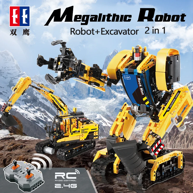 

CaDA C51026 RC Megalithic Robot Excavator Intelligent 2 in 1 930pcs Building Blocks Toy Remote Control Smart Blocks Gifts