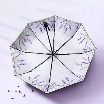 

Folding Umbrella Portable Sun Umbrellas Sunscreen Anti-UV Waterproof Women Umbrellas Parasol Creative Pattern Inside Lavender
