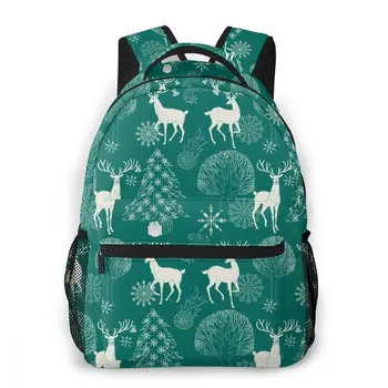 

OLN Backpack Kids School Bag for Teenage Girls Christmas Forest With Deer And Tree Laptop Notebook Bagpack Travel Back Pack 2020