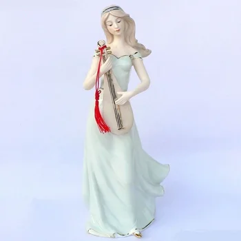 

PORCELAIN GIRL PLAYING MUSICAL INSTRUMENT STATUE CERAMIC DECORATION PRESENT HANDICRAFT EMBELLISHMENT ACCESSORIES FURNISHING