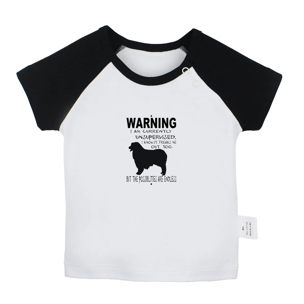 Warning I Am Currently Unsupervised Weiner Dog Funny Doxy Design Newborn Baby T-shirts Toddler Graphic Short Sleeve Tee Tops |