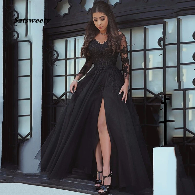 Sexy-Slit-Black-Prom-Dresses-Lace-Long-Sleeve-Elegant-Formal-Evening-Gowns-Party-Long-Prom-Dresses