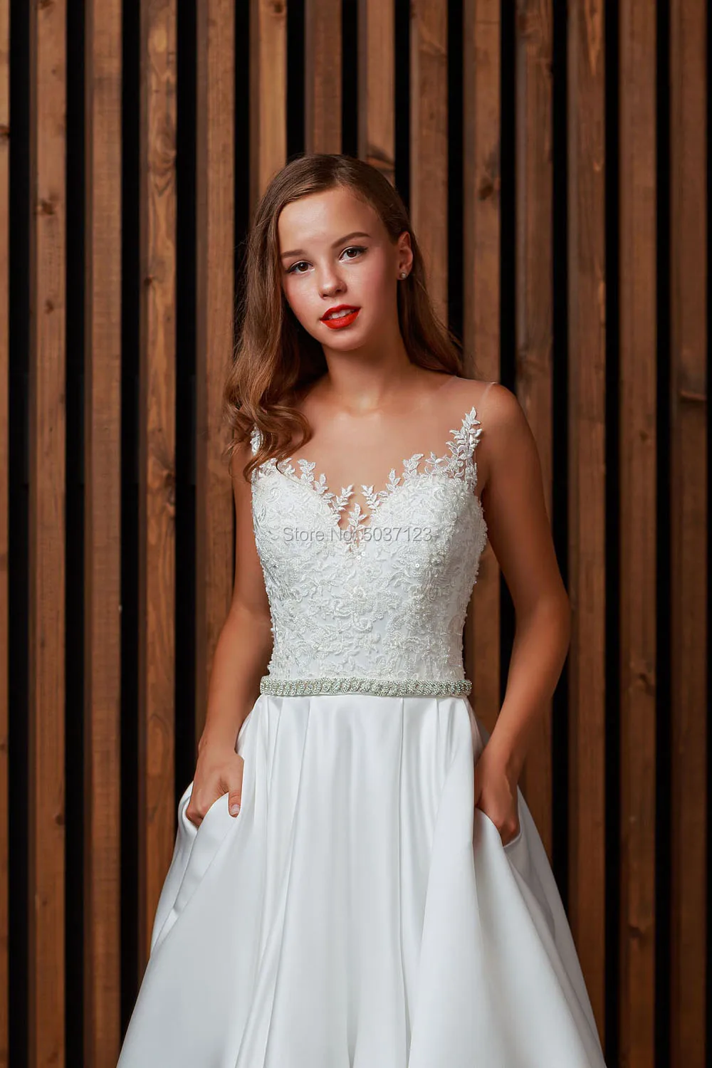Атласное ТРАПЕЦИЕВИДНОЕ свадебное платье с круглым вырезом Vestido De Noiva элегантное
