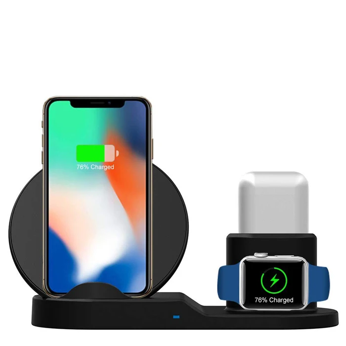 

Best Seller 3 in 1 Wireless Charger 10W Qi Fast Wireless Charger Stand Charging Station Compatible with QI Phones