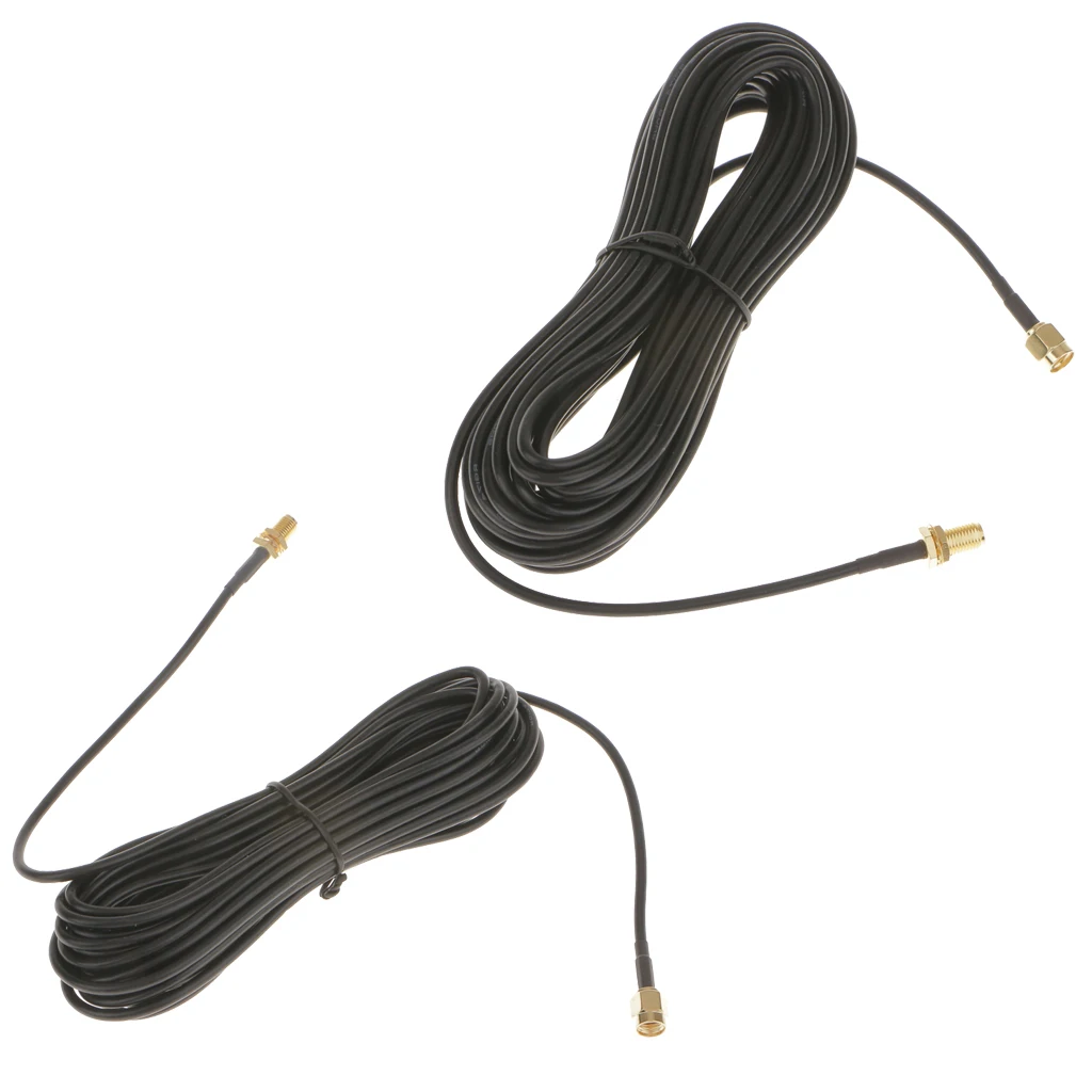 2Pcs Wifi Antenna Extension Cable RP-SMA Male to RP-SMA Female Router Extender Cord 9m/30ft & 6m/20ft