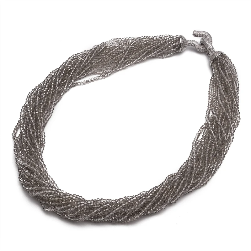 Модное многослойное ожерелье из натурального жемчуга - Metal Color: grey