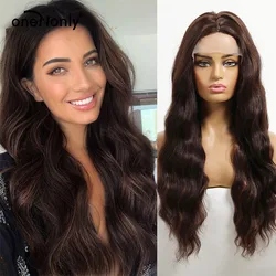 oneNonly Long Brown Loose Wave Omber Wigs Lace Front  Synthetic Wigs Free Part for Women Cosplay Natural Hair Heat Resistant
