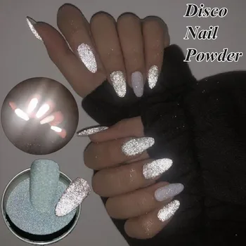 

1Box Reflective Nail Glitter Powder Shiny Dust Glow In The Dark For Bar Disco Sparkling Pigment Fluorescent Nail Art Decorations