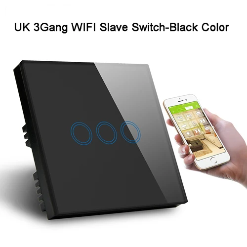 UK 3Gang Slave-black ASEER, EU/UK/US 1/2/3/4 комплекта/Шторы WI-FI Slave переключатель, двухстороннее Управление переключатель нужно поработать с главный выключатель, если вы не можете использовать в качестве отдельного устройства - Цвет: UK 3Gang Slave-black