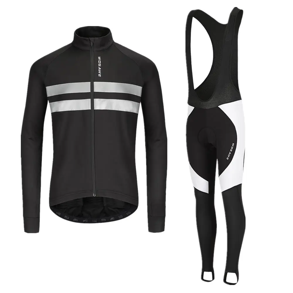 WOSAWE комплект одежды для велоспорта зимние термостойкие флисовые штаны непромокаемые ветронепроницаемые светоотражающие куртки Джерси комбинезон спортивная одежда - Цвет: BL231BL106W