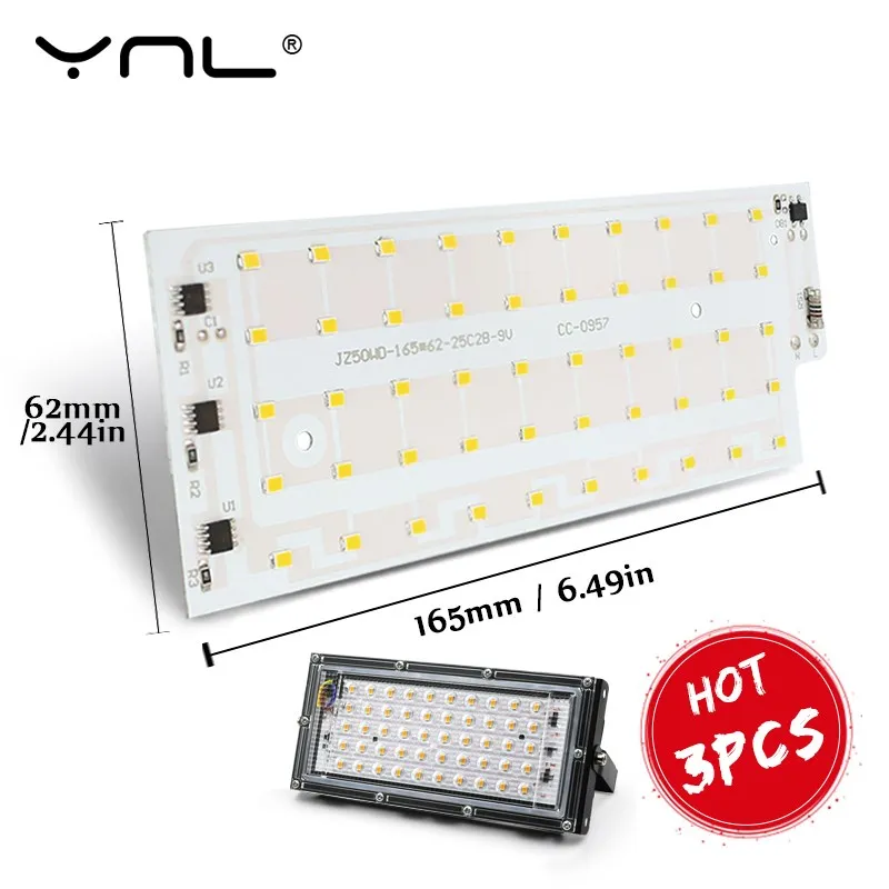 3 шт. светодиодный чип 50 Вт Smart IC прожектор наружный SMD 2835 220 В длительное время
