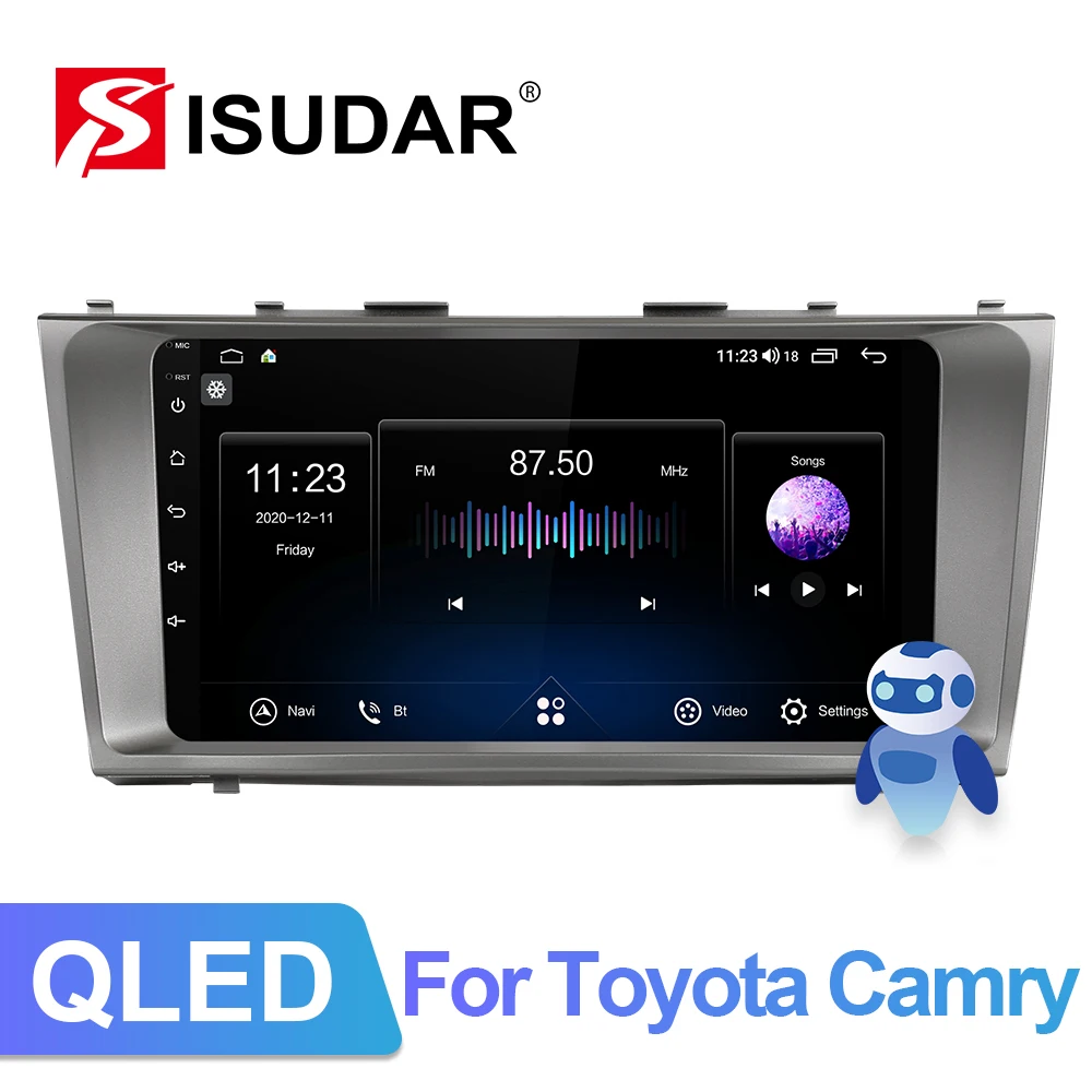 ISUDAR V72 Car Radio For Toyota Camry 7 XV 40 2006-2011 Android 10 Autoradio Multimedia GPS DVR Camera RAM 6GB 4G QLED 8 CORE