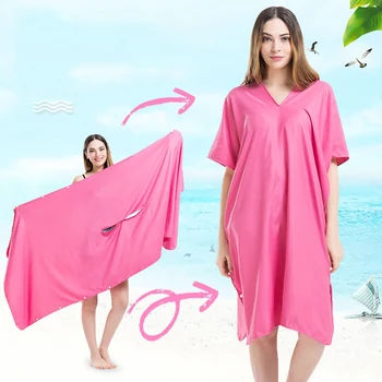 

Lady Wearable Beach Towels,Quick-Dry Portable towels Dual-purpose Cape Wrap Bath Towel, Swimm changing Clothes Cloak 200x80cm