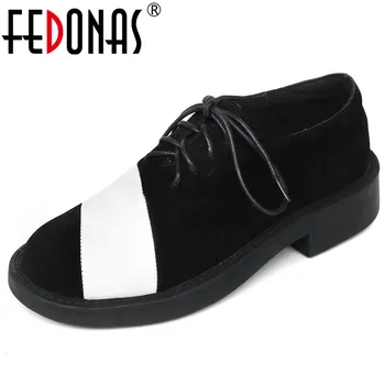 

FEDONAS Shallow Women Cow Suede High Heels Pumps Spring Autumn Comfortable Casual Shoes Woman Fashion Patchwork Rome Shoes