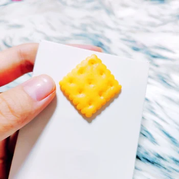 

1 pair Biscuit Stud earring Christmas Gifts New Super lovely Oreo Glamour lady Jewelry yellow food cute strange Square women