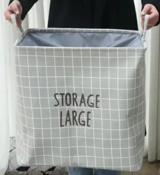 

Collapsible Storage Bin, Large Capacity Rectangular Laundry Basket with Drawstring Closure & Handles