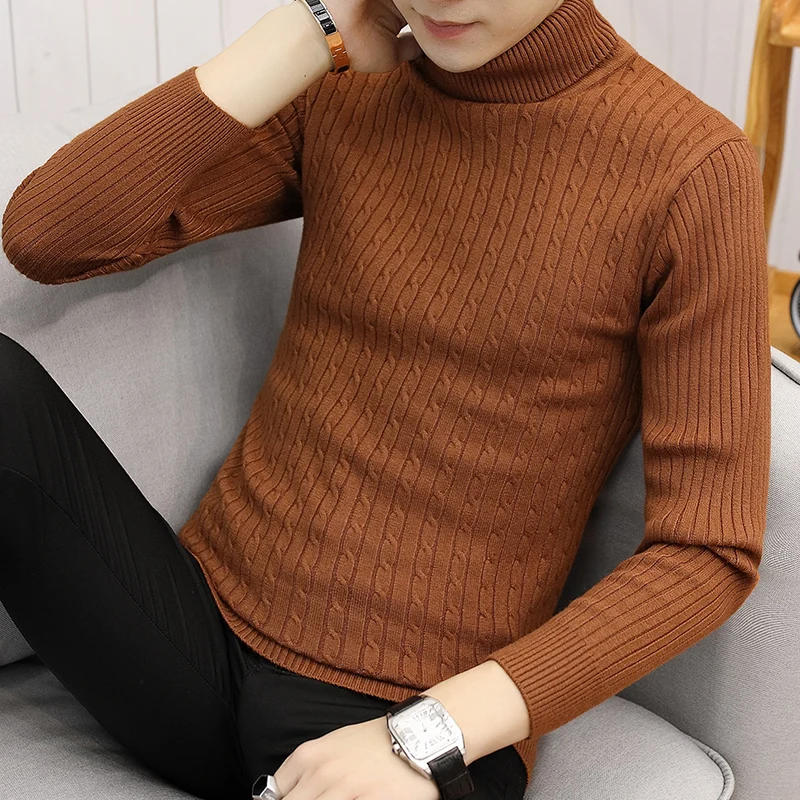 2021 Men's Turtleneck Sweater Fall/Winter Men's Turtleneck Warm Knitted Sweater Warm Men's Sweater Men's Clothing