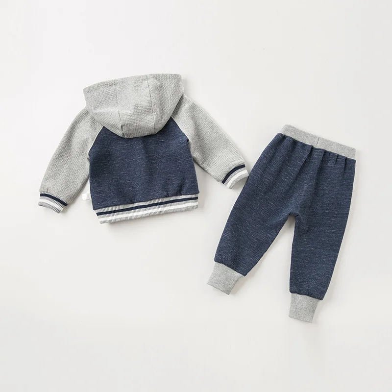 DBA10907 dave bella autumn baby boys active clothing sets long sleeve pants hooded suits children print clothes