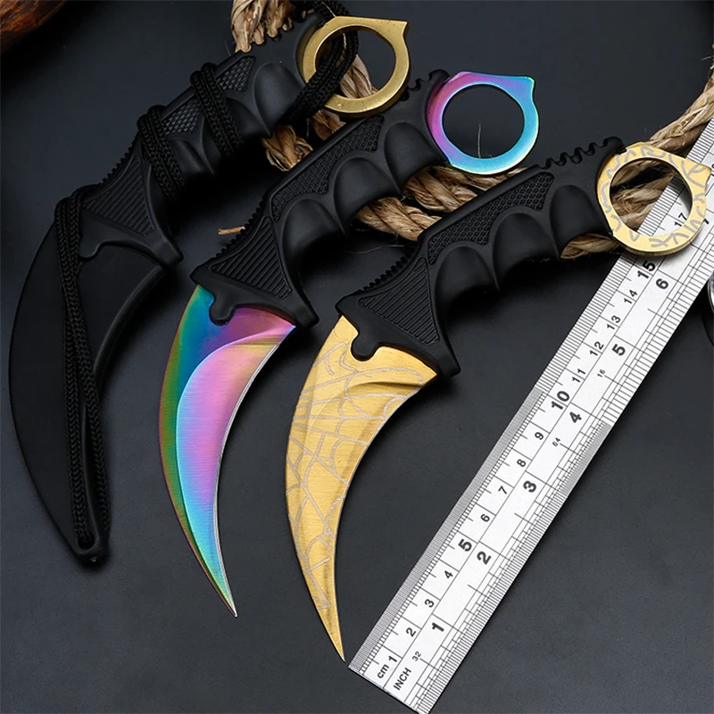 CS GO Eagle Claw Knife Tactical Outdoor Camp Hunting Titanium Rainbow Butterfly Training EDC Hand Tool | Инструменты