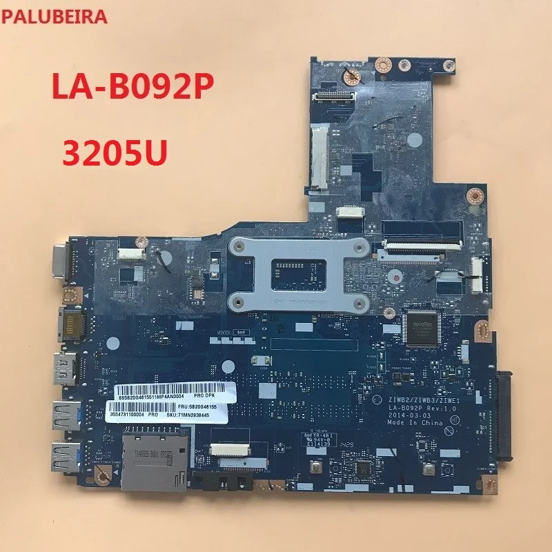 Материнская плата PALUBEIRA для ноутбука LENOVO ZIWB2 ZIWB3 ZIWE1 B50 70 3205U|Материнские платы| |