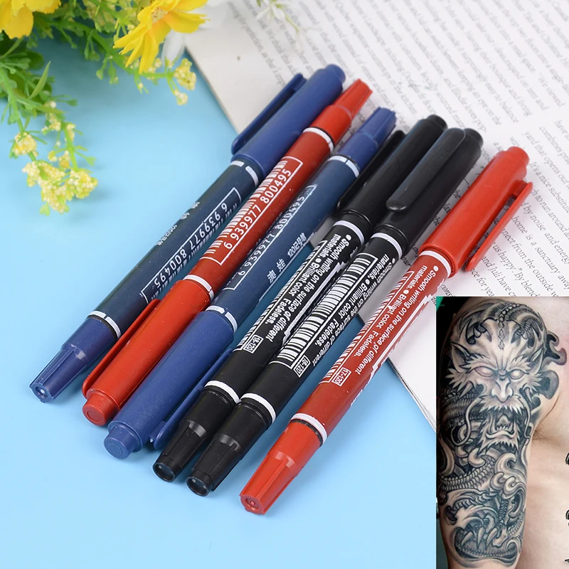 2PCS Permanent Marker Pens Skin Markers Fine Point Large Capacity Ink 0.5mm and 1mm Waterproof Office School Pen | Красота и здоровье
