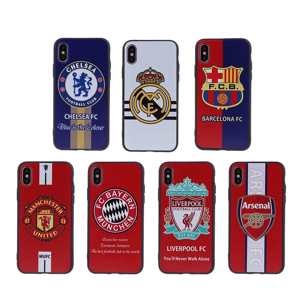 

Football Clubs Case For iPhone X Xs Xr Max 11 Pro 6 6s 7 8 Plus Soccer Conque for Chelsea Barcelona Manchester Liverpool FC Cup