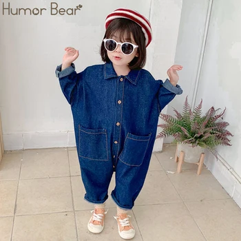 

Humor Bear Children Clothing Jumpsuit 2020 Autumn New Boys Girls Casual Letter Tooling Denim Kids Clothes For Boys Girls