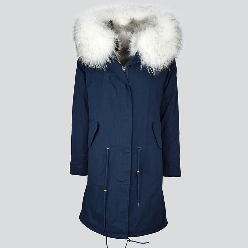 Classic Universal Winter Parka Men Long Blue Fur Jacket With Nice Real Fox Fur Liner