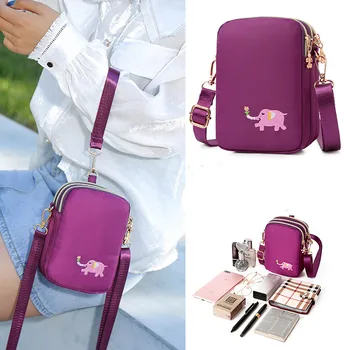 

Trendy New Women Jelly Sac Phone Bag Female Mini Phone Messenger Bag Solid Color Canvas Cross Body Small Shoulder Bag Zipper