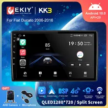 EKIY – autoradio Android 10, navigation GPS, lecteur multimédia, stéréo, QLED, DSP, Carplay HU, sans DVD, 2Din, pour voiture Fiat Ducato (2006 – 2016) 