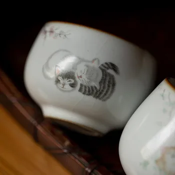 

Cute Cat Cup Tea Mug Small Vintage Japanese Style Ceramic Cup Glaze Ceramic Pigment Tazze Da Tea Kitchen Dining Bar BZ50CB