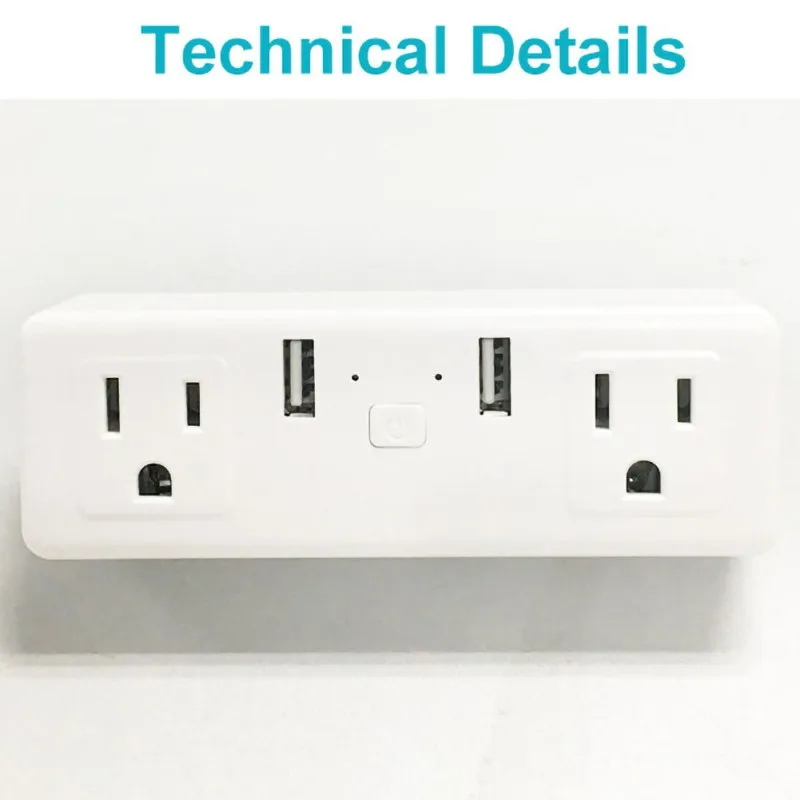 Стандарт США WiFi Smart Plug 2 выход двойной USB порт приложение голосовой пульт дистанционного управления огнеупорная розетка