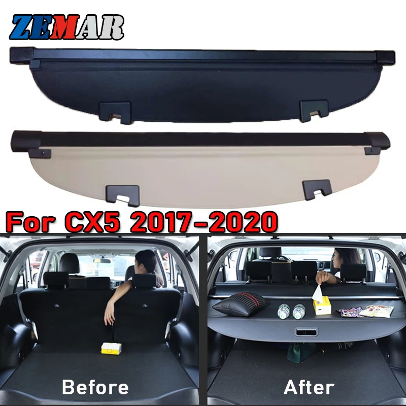 Updated Version:There is no gap between the back seats and the cover E-cowlboy Cargo Cover For 2017 2018 Mazda Cx-5 Black Retractable Trunk Shielding Shade 