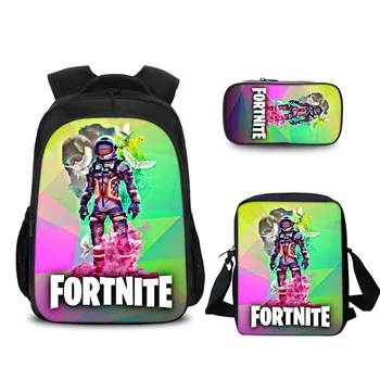 

2020 New Fortnites Backpack Student School Bag + Small Shoulder Bag + Pencil Case Three-piece Set High Capacity Student Bag Gift