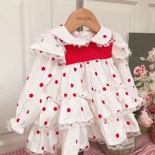 Г. Кружевные вечерние платья в горошек для маленьких девочек, милое праздничное платье для девочек Лидер продаж, милое модное платье принцессы на весну-осень