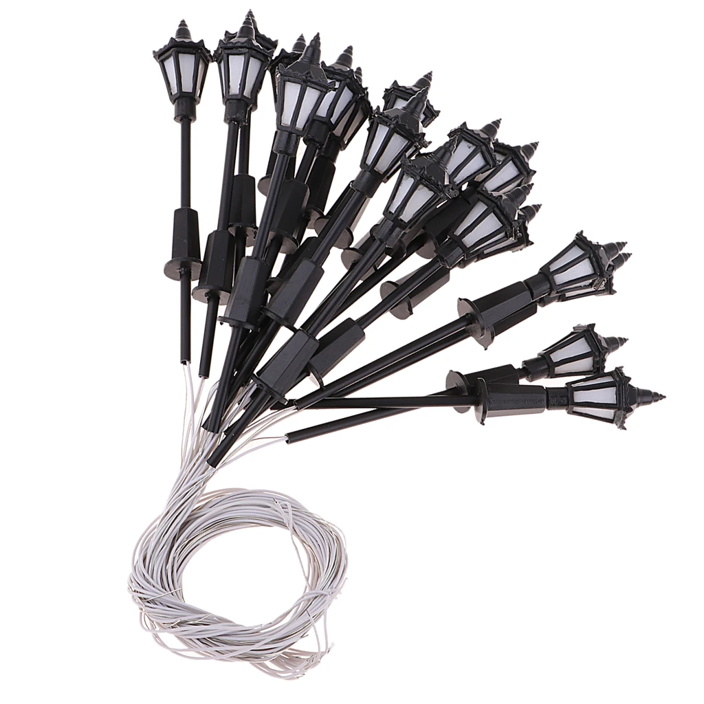 20Pack Of 1:100 Scale Model Railway Train Lamp Street Lights HO OO Scale LED