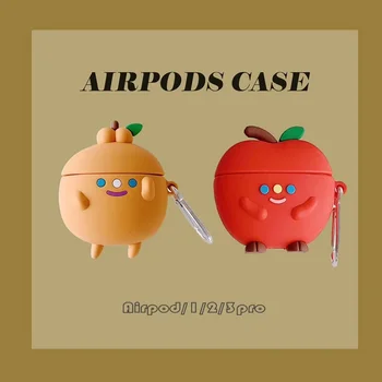 

3D Smooth Silicone Cute Cartoon Fruit Smile Orange/Smile Apples Earphone Case For Airpods1/2 Pro Buy One Get Anti-lost Ring Free