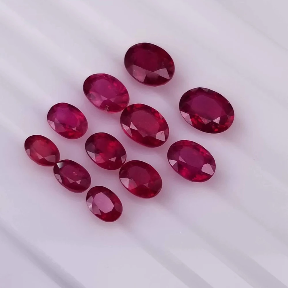 NGTC 100% Natural Stone Oval Cut 6X8 mm 1.9 Carat Loose Red Ruby Gemstone For Ring Making