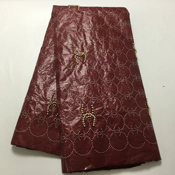 

Wine bazin riche getzner tissu dentelle perle strass heavy beaded lace fabric african bazin lace jacquard fabric FP1126