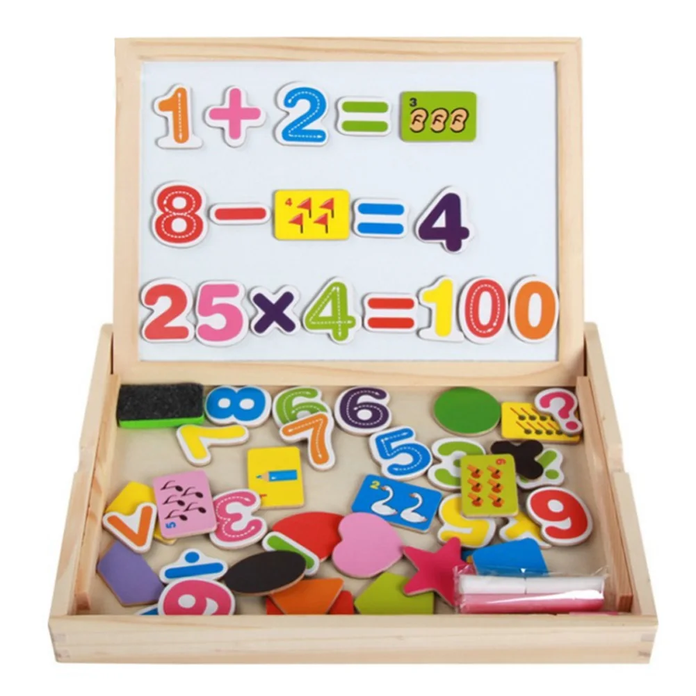 

Dress Up and Learn 3D Magnetic Puzzle Set Wooden Double-sided Drawing Board Kids Blackboard Puzzle TU-shop