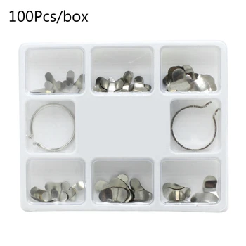 

100Pcs Dental Sectional Contoured Matrices Matrix Bands with 2 Rings Orthodontic Supplies