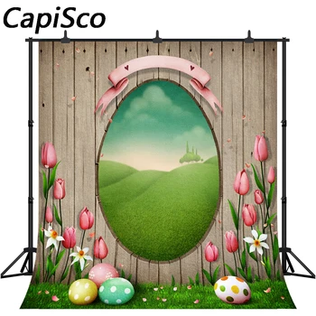 

Capisco Happy Easter Backdrop Spring Flower Grassland Egg Dreamy Photography Background For Photo Studio Photophone Prop