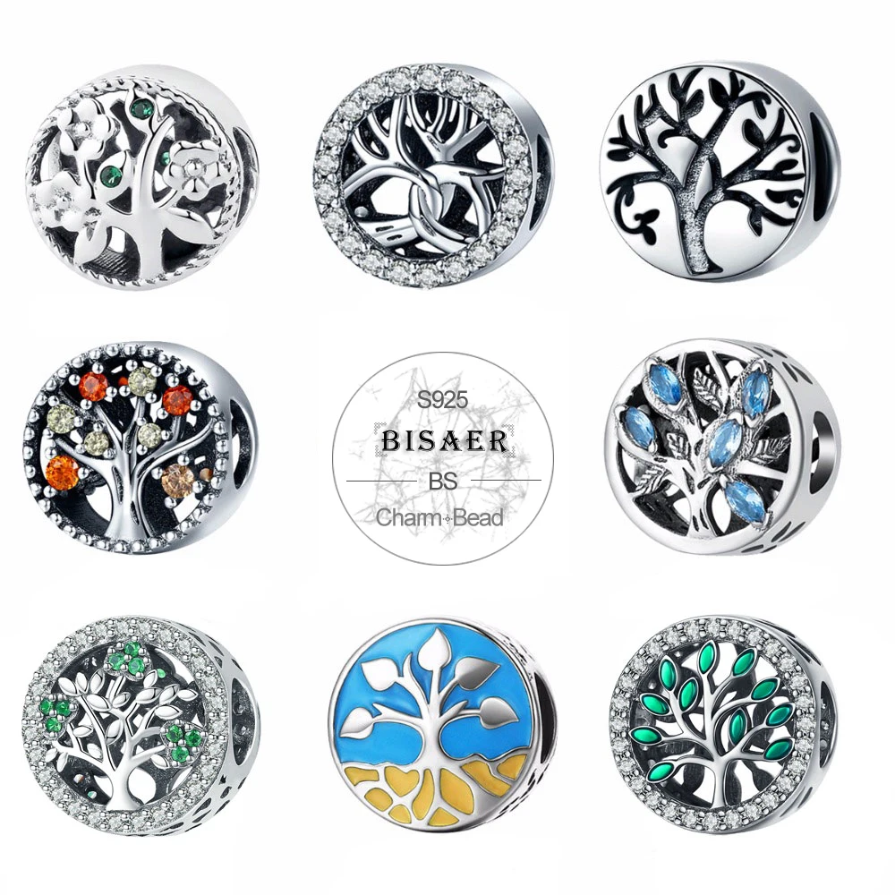 Оригинальные бусины шармы в виде семейного дерева|authentic 925 sterling silver|tree of life beadsilver