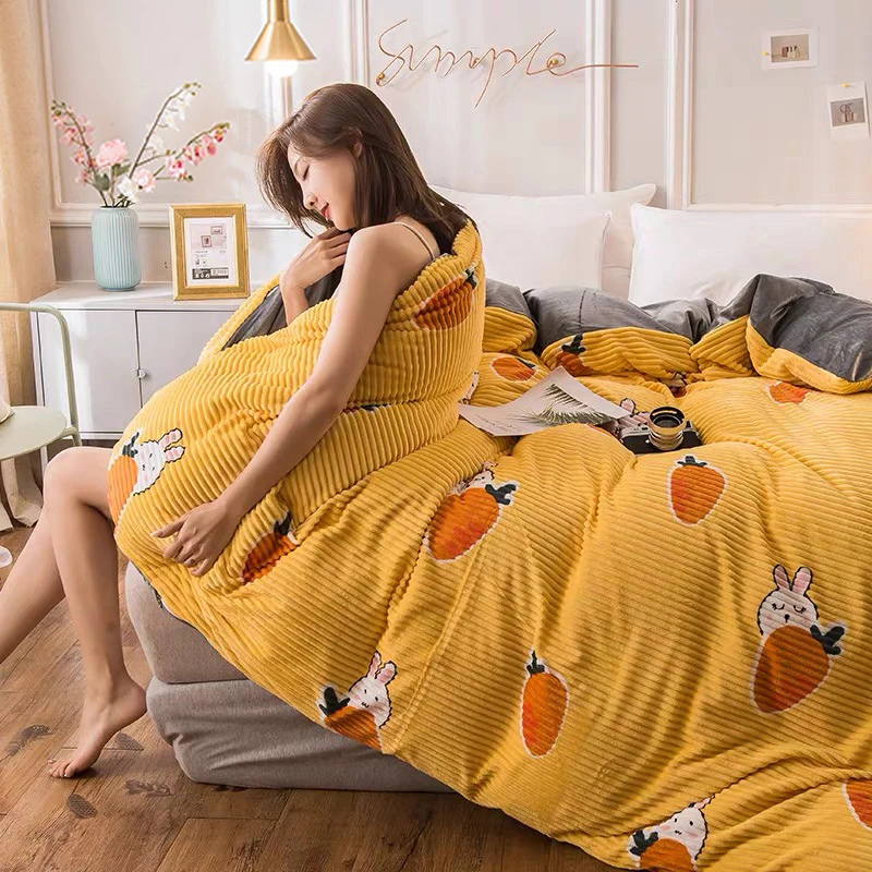 JUSTCHIC зимний плотный пододеяльник с героями мультфильмов волшебный флисовый Хрустальный флисовый двусторонний бархатный пододеяльник комплект постельного белья ropa de cama