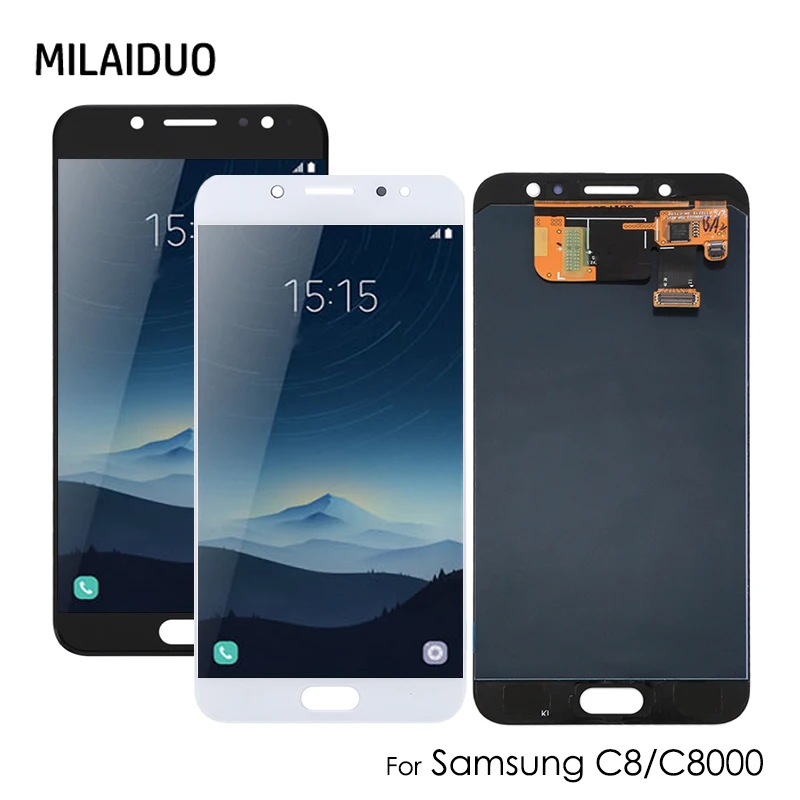 

AMOLED LCD For Samsung Galaxy C8 C8000 LCD Display Touch Screen Digitizer Assembly Replacement 5.5 INCH White Black No Frame