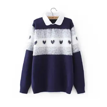 

Plus size Warm Sweater Autumn Winter Solid Cotton Loose Knitted Casual Turn-down Collar Female Pullovers Sweater Knitted