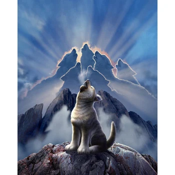 

DIY Painting By Numbers Wolf king roar Kit Oil Picture By Numbers Animals Wall Art Painting on Canvas Home Decoration Gift