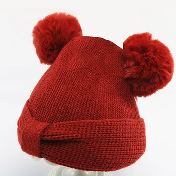 

Winter Newborn Girls Boys Baby Ball Design Hats Cute Warm Kids Knitted Wool Hemming Caps