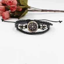 Zodiac Witchcraft Crystal Glass Bracelet Europe and America Woven Leather Jewelry