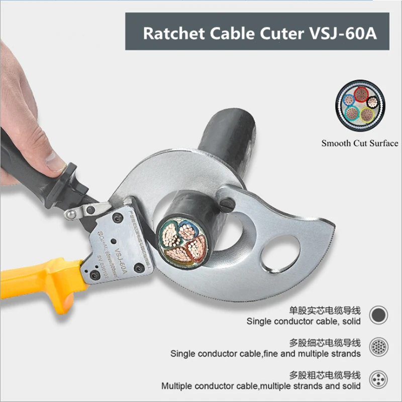 

Utility Cable Cut Clipper Cutter Scissor solid multi strands wire crimping clamp cold press terminal manual electric 60a cutting